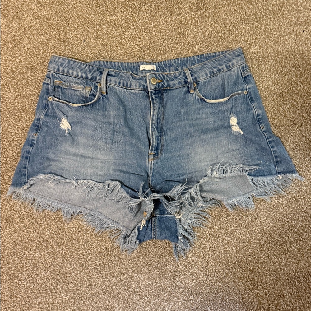 Good American Blue Distressed Jean Shorts